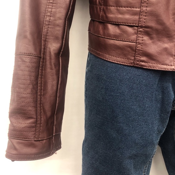 Day Trip Brown Faux Leather Moto Jacket - Picture 5 of 16